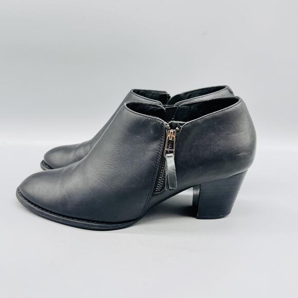 Vionic Boots Womens 8.5 Black Leather Taber Ankle Booties Side Zip Heel Comfort - Picture 4 of 10